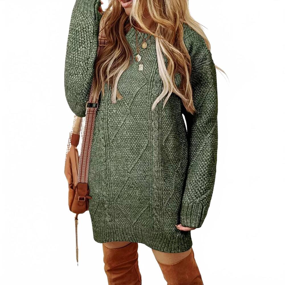 NEW LITTLE DAISY CLOSET cable knit sweater dress in green